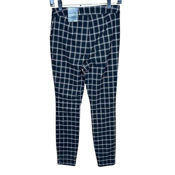INC International Concepts Pants Black White Plaid Mid Rise Straight Leg Size 4 - Picture 2 of 13